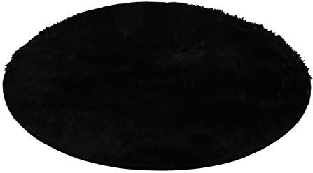 Colorful Künstlicher Nachahmung Lammfell Teppich, ø40 cm Rounde Lammfellimitat Longhair Fell Optik Nachahmung Wolle Bettvorleger Stuhl Matte Sofa Matte Rugs (Schwarz, ø40cm)