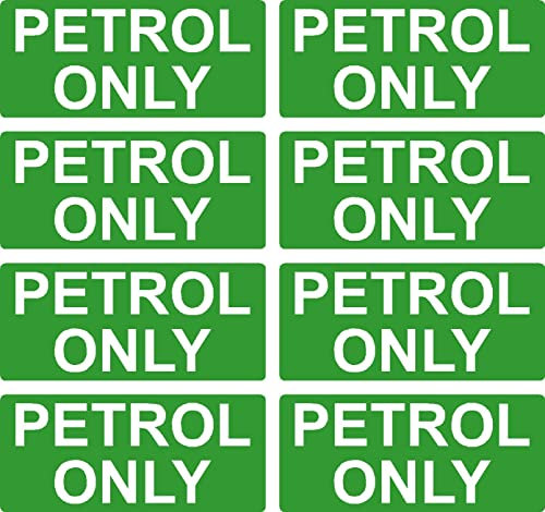 8 x Petrol Fuel Reminder Self Adhesive Premium Laminated Vinyl Warning Sign Stickers - 60mm x 25mm - Car - Van - Truck -by Ellis Graphix