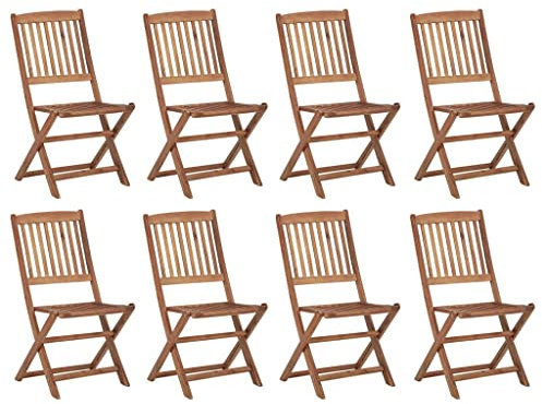 8er Set Gartenstühle Klappstühle Gartenstühle Klappbar Holz Gartenstuhl Campingstuhl Balkonstuhl Bistrostuhl für Party Balkon, Braun 54 x 57 x 91 cm