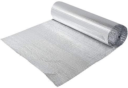 0.6×20m Aluminum Insulation Roll Double Foil Single Layer Air Bubble Roll for Roof /Loft /Wall /Home /Caravan (0.6*20m)