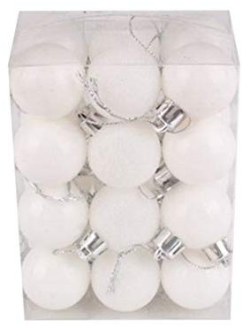 TianWlio 24 x Weihnachtskugeln, Christbaumschmuck, hängende Verzierung, Dekoration Camping Geschenke Wohnwagen (White, One Size)