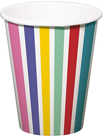 Folat 61925 Party Vaisselle Gobelets en Papier 33x33cm 6 pièces Rayures Color Pop - Anniversaire Dîner, Enfants Party, Fête, Mariages, Baby Shower