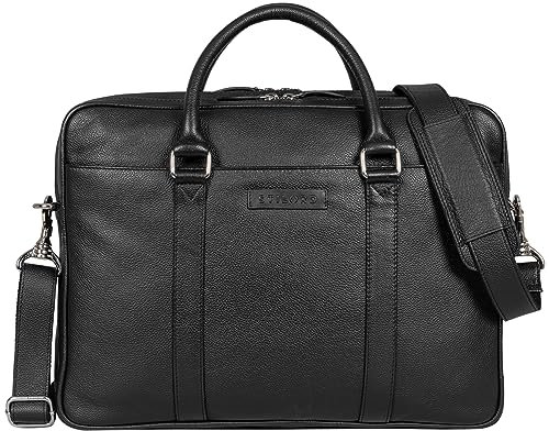 STILORD 'Caleb' Sacoche Ordinateur Portable 16 Pouces Cuir Vintage Sac bandoulière Femmes Sac Hommes Sac Affaires Porte-Documents, Couleur:Noir