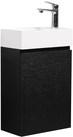 Badplaats B.V. WC Badmöbel Angela 40x22 cm Schwarz Holz - Schrank Waschbecken Badezimmer Toilette
