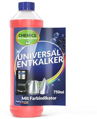 CHEMICS Universal Entkalker Kaffeevollautomat mit Farbindikator - Flüssig Entkalker für Kaffeemaschinen, Espressomaschinen & Vollautomaten aller Marken, Kalkreiniger 750ml Flüssigentkalker