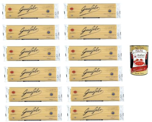 Italian Gourmet Pasta Spaghetti aus Hartweizen italienische Nudeln 12 x | Trafilati per primi piatti classici, kochfest mit rauer Oberfläche, nehmen, Gesamtnettogewicht 6 kg + Kostenlos Polpa 400g