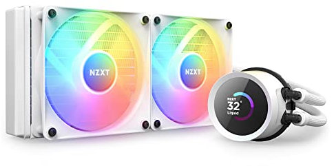 NZXT Kraken 240 RGB - 240mm AIO CPU Liquid Cooler - Customizable 1.54 Square LCD Display for Images, Performance Metrics - High-Performance Pump - 2 x F120 RGB Core Fans - White