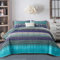 WONGS BEDDING Purple Bohemian Bedspread with 2 Pillowcases Boho Striped Reversible Quilt Coverlet for All Season Soft Microfiber Bedspread King Size 240x260cm