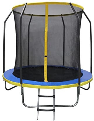 Panana 8ft Outdoor Trampoline with Safety Enclosure Netting and Ladder for Kids Adults Space Hopper Exercise Fitness Indoor Gym Garden Park Patio