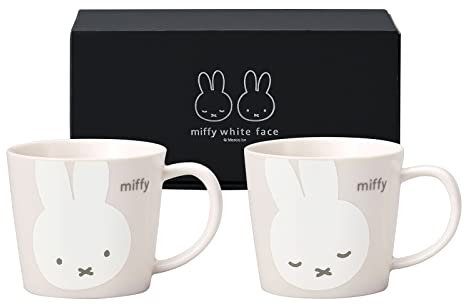 Kaneshotouki 288750 Dick Bruna Miffy Pair Tasse, Tasse, Größe M, ca. 280.9 ml (280 ml), 2er Set, Miffy White Face, Made in Japan