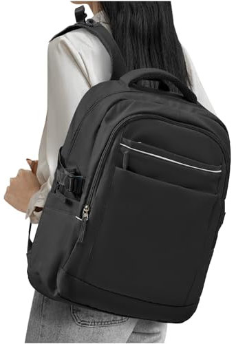 WEPLAN Mochila Portatil Mujer, Mochila de Viaje Para Portatil Mochila para Portatil 15.6 pulgadas Mochila Mujer Trabajo Ordenador con Puerto USB, Impermeable Mochilas Escolares Adolescentes,Negro