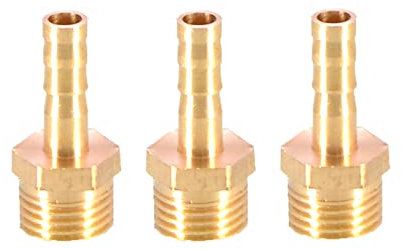 3 connettori in ottone massiccio con spinotto a filettatura maschio BSP da 6 mm a 1/4 per aria, acqua, carburante, olio, gas