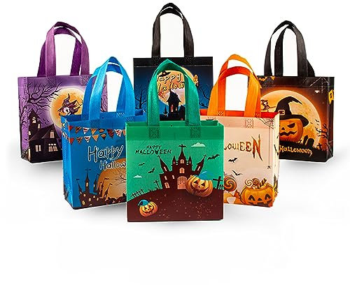JSRHEEM Halloween süßigkeiten tüte, Halloween tüten, Halloween tasche - 6 Stück Kinder Halloween Candy Taschen für Süßes oder Saures, Taschen für Leckereien Snacks, Halloween Goodie Taschen