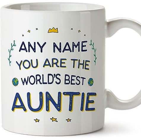 MUGFFINS Personalised Mug for Aunt - in English - World's Best - Funny Custom Gift - Ceramic 11oz Mug