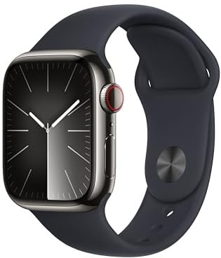 Apple Watch Series 9 GPS + Cellular - 41mm - Boîtier Acier Graphite - Bracelet Midnight Sport Band - M/L