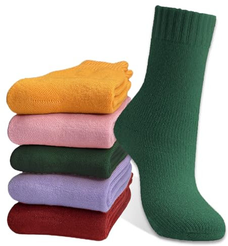 Hocerlu 5 Paires Chaussettes Thermiques pour Hommes et Femmes, Taille 35-42, Chaussettes d'hiver épaisses et Chaudes pour Temps Froid