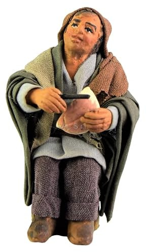 Holyhome Uomo che vende Pane cm 10 (3,93 Inch) - Presepe Napoletano Terracotta Vestita