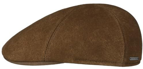 Stetson Texas Lambskin Flatcap Einfarbige Elegante Ledercap Meliertes Design Komfortfutter Handgefertigt in Deutschland Herren Herbst/Winter braun S (54-55 cm)
