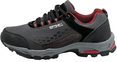 Ablovo® Herren Damen Wanderschuhe Trekkingschuhe Outdoorschuhe Boots 36-46 (Dunkelgrau-Weinrot, EU Schuhgrößensystem, Jugendliche, Herren, Numerisch, M, 36)