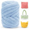 LEREATI Fettuccia per Borse a Uncinetto, Filato Gigante 500g Filato di Lana Morbida Chunky Yarn Tubolare, Gomitoli Lana Grossa per Coperte a Mano, Animali Domestici, Letto (Azzurro)