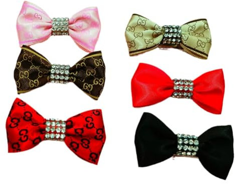 Wisafory 6 Stück Hunde Schleifen Haarschmuck Haustier Haarspangen mit Strassstein Haarschleifen Hundehaarschleifen Katze Bowknot Kopfschmuck für Lange Haar Hunde Katze Salon Zubehör