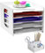 skytowards Schreibtisch Organizer Ablagefächer 5-Tier Briefablage Stapelbar Papierablage A4 Dokumentenablage Schreibtischablage Weiß Büro Aktenablage mit Stifthalter Unterlagen Organizer für Büro