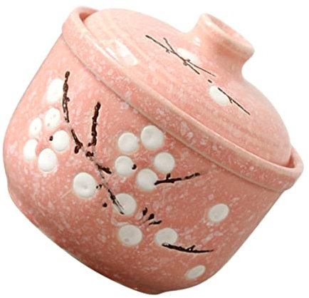 Ciieeo 1pezzi Ciotola Ceramica Per Zuppa e Dessert Con Coperchio Per Uova Stufati e Pasti Al Vapore Rosa