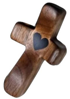 Baoblaze Handliches Holzkreuz, Mini-Holz, das die Hand hält, christliches Geschenk, feiner Komfort, klammerndes Kreuz, umklammerndes Kreuz, Kinder und