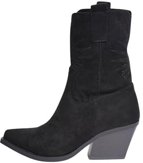 Stivali Camperos Texani Donna Estivi Bassi in Camoscio e Trasforati con Tacco Basso (Nero, Sistema Taglie Calzature EU, Adulto, Numero, Media, 41)
