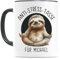 Anti Stress Tasse Faultier Faultiertasse personalisiert mit Namen lustige Kaffeetasse für Büro Kollegin Geschenk Keramiktasse 330 ml (Faultier Schwarz)