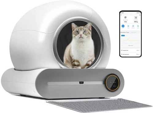 Bac Litiere pour Chat Autonettoyante, Poubelle Litiere Chat /65l+9l Grande Capacité/éLimination des Odeurs/ContrôLe App, LitièRe Chat Autonettoyante pour Plusieurs Chats