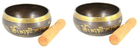 2 cuencos de meditación para cantar, bolsa para clarinete, cuenco de meditación Zen, cuenco Zen, estante de papel de cuero, mazo de madera, cuenco de relajación, cuenco para tallar, Tíbet, Yoga, ma