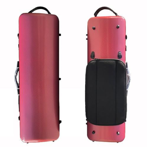 YoungMonic 4/4 Full Size Violin Case Carbon Fiber Rectangular Code Lock Violin Box Lightweight Colourful Case with Strong Strap Violin Bag (Claret), case-43 MN