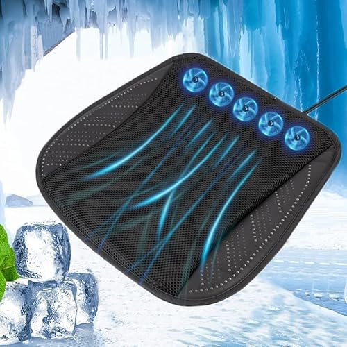 MIDUOLAI Cooling Car Seat Cushion with Ice Silk,5 Fans Cooling Seat Cover for Front Seat,Cooling Cushion for Car Seat with Breathable Mesh,A