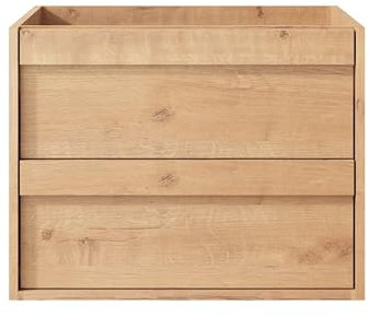 UEV Meuble sous Lavabo Suspendu 60cm, Deux Tiroirs avec Grand Espace de Rangement, Tiroirs avec Système de Fermeture en Douceur, 60 x 45 x 46cm, Naturel(Lavabo Non Inclus)
