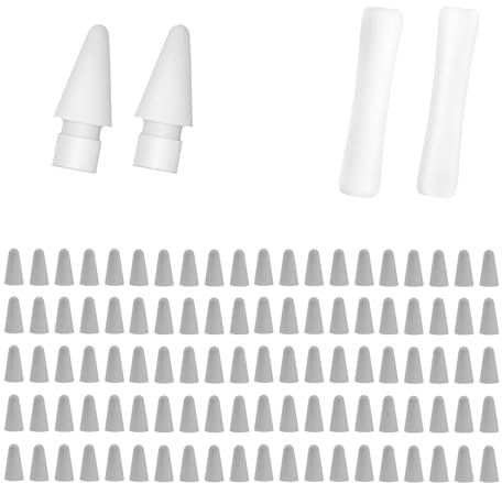 100pcs Silicone Nib Sleeves pen tips cover，2pcs Replacement Tips and 2pcs Silicone Pencil Case Compatible with Apple Pencil1/2/Pro/USB-C Suitable for iPencil Nib for iPad Pencil Accessories