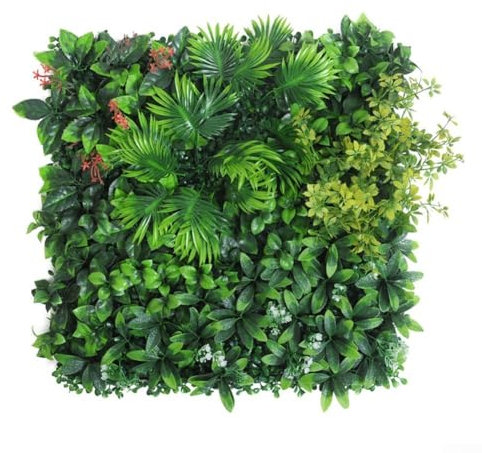 Decoración de pared de plantas simuladas, 50 x 50 cm, panel de flores de plástico para decoración de pared del hogar, jardín (2)