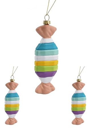 M.Kritzinger's Kunststoff Weihnachtskugeln, Pastell-Bonbon, 13 cm, Set mit 3 Stück