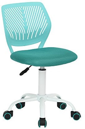 FurnitureR Bunte Schreibtischstuhl, Modernes verstellbares Design Computer Sitz, Swivel Armless Stuhl, Kinderzimmer, Home Office Task Chair, Türkis M