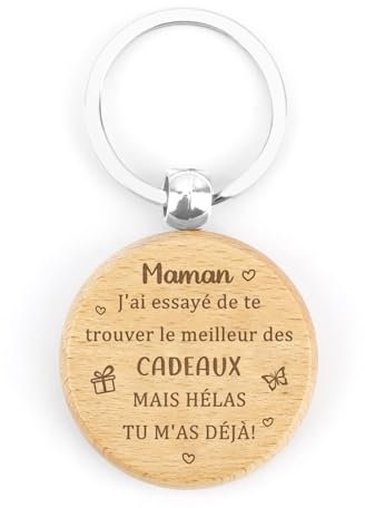 Fete des Meres Cadeau Maman Cadeau pour Maman Porte Clef en Bois Cadeaux Maman Cadeau pour Sa Maman Cadeau Noël Mère Cadeau Anniversaire Maman Cadeau Fils Fille Mère Saint Valentin Noel Porte Clé