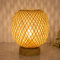 ULAROOM Rattan Table Lamp, Battery Operated, Bamboo Woven, LED Bulb, Modern Style, Brown with Yellow Accents