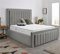 PioneerfurnitureUK Grey Velvet Ottoman Storage Bed (Gas Lift),Plush Velvet Bed 4ft6 Double bed Frame – High head-board 45inch