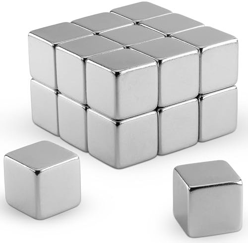 Poppstar 20 Mini Würfelmagnete Magneten, stark (10x10x10 mm), Haftkraft bis 3 kg, silbern
