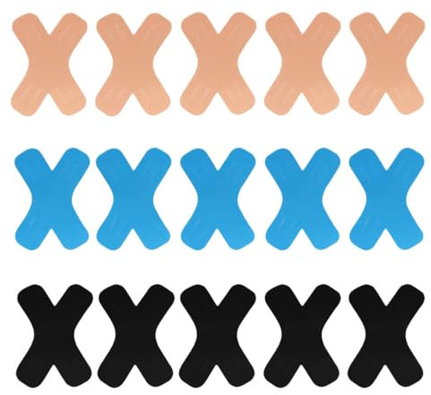 TISCH 15PCS Precut X-Type Kinesiologie Tape Streifen, ElasTISCHches Athletic Band für Joints Support & Muskel Schmerzlinderung, Wasserdichtes Baumwolle Sport Band (10.5 x 8cm)