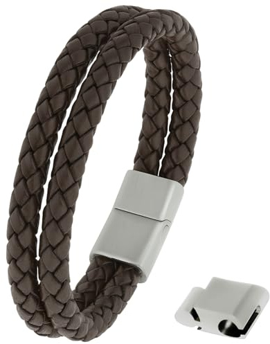 Simaru Lederarmband Made in Germany | Echtleder-Armband mit Edelstahlverschluss für Frauen & Männer (Braun, XXL - Handgelenkumfang von 20-21cm)