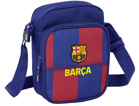 safta F.C. Barcelona 1. Equipment 25/26 Umhängetasche mit Außentasche, Tragetasche, bequemer und vielseitiger Schultergurt, Qualität und Langlebigkeit, 16 x 6 x 22 cm, Blau/Granat, M, Casual, Blau