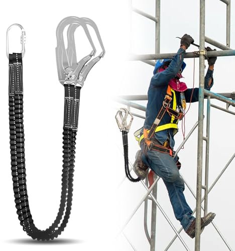 Blomise Cordón de seguridad para herramientas, correa de seguridad extensible con mosquetón, cuerda de seguridad anticaída