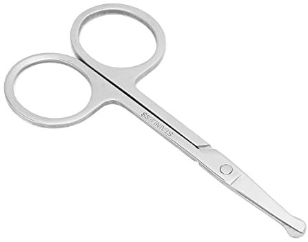 Runde Nasenhaarschere, Augenbrauenschere Schnurrbartschere Edelstahl Safer Trimmschere für Augenbrauen und Nasenhaar für Männer und Frauen Verwenden