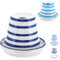 Sturmaschenbecher 2er Set │Ø12cmweiß dunkelblau hellblau Dolomit │Aufsatz abnehmbar │Blumentopf Windaschenbecher (2 x Aschenbecher Topf blau/weiß)