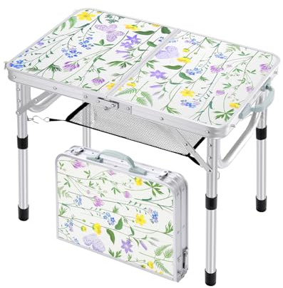 Sportneer Campingtisch klappbar höhenverstellbar, 60x40cm Outdoor Klapptisch Camping Tisch klein | Balkon Grilltisch Picknicktisch Kompakt & Leicht